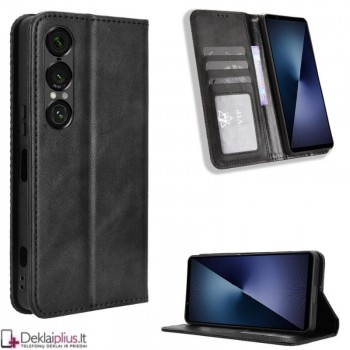 Dirbtinės odos atverčiamas dėklas su skyreliais - juodas (Sony Xperia 1 VII) Dirbtinės odos atverčiamas dėklas su skyreliais - juodas (Sony Xperia 1 VII)